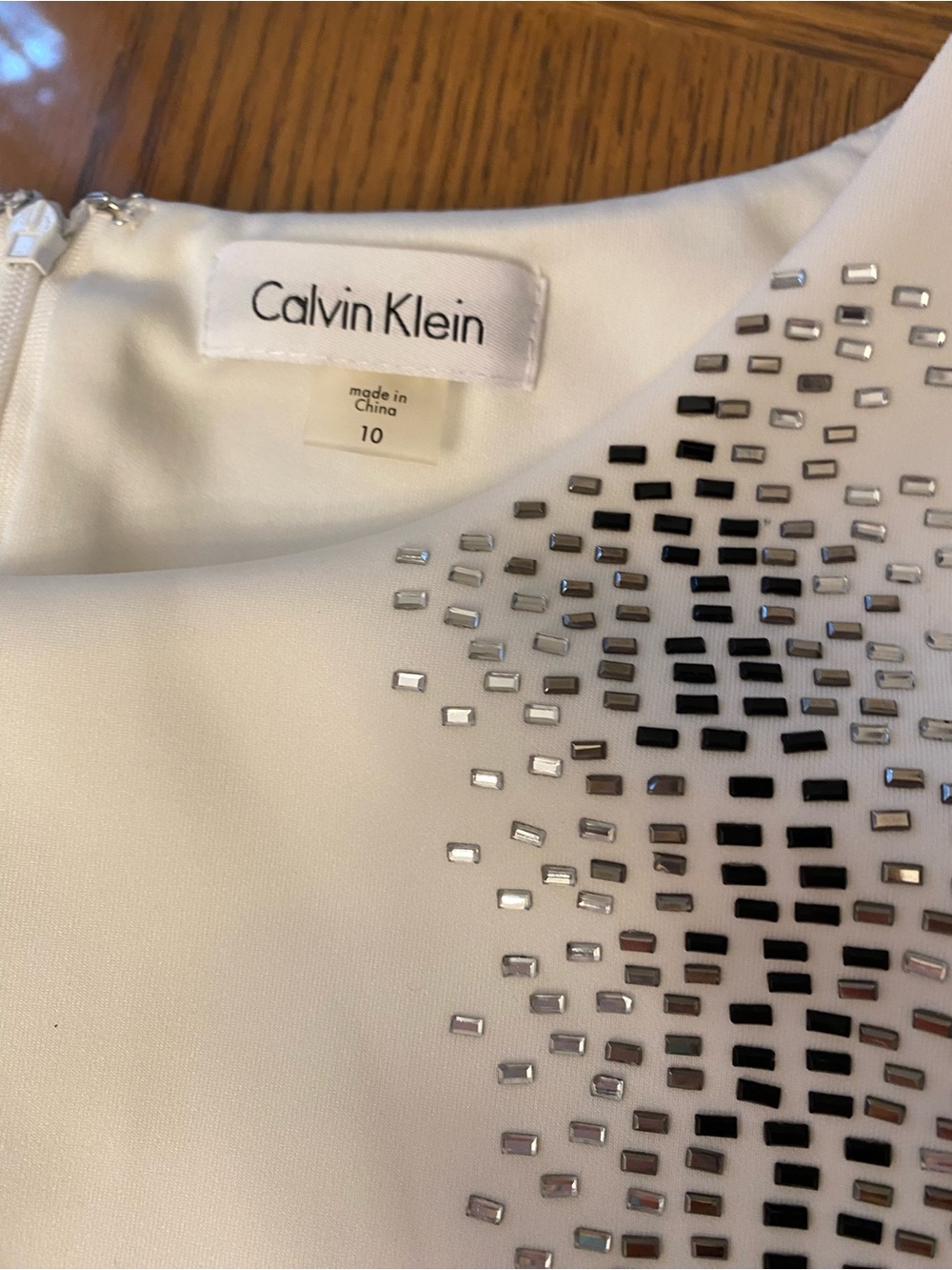 Calvin Klein White Mini Dress with Silver Accents - Picture 3 of 8